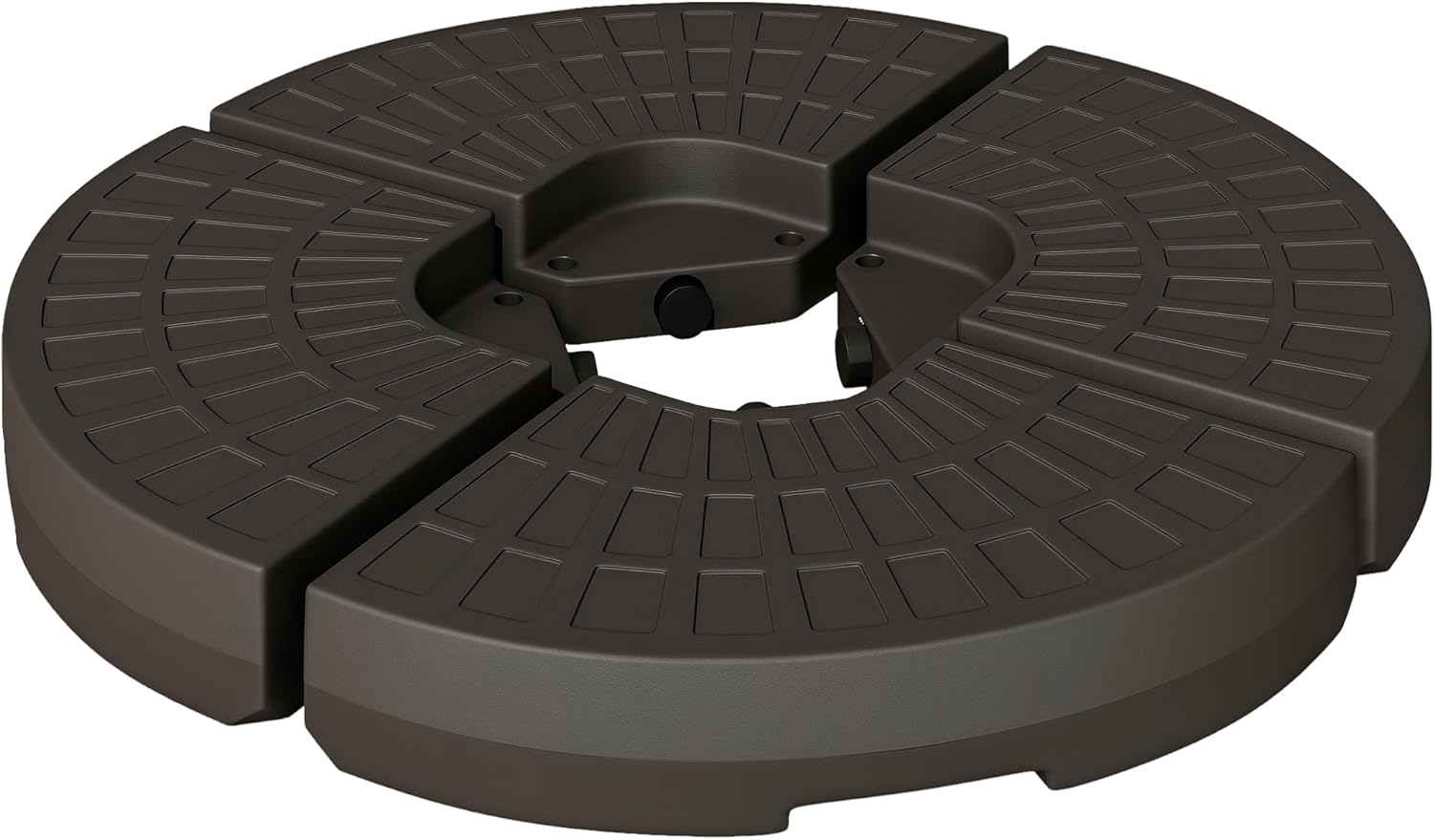 Outsunny 4 Pieces Cantilever Patio Umbrella Base, Fan Shaped Umbrella Weight w/Built-in Handles & Rugged Material, 148 lbs Water and 220 lbs Water and Sand, Coffee