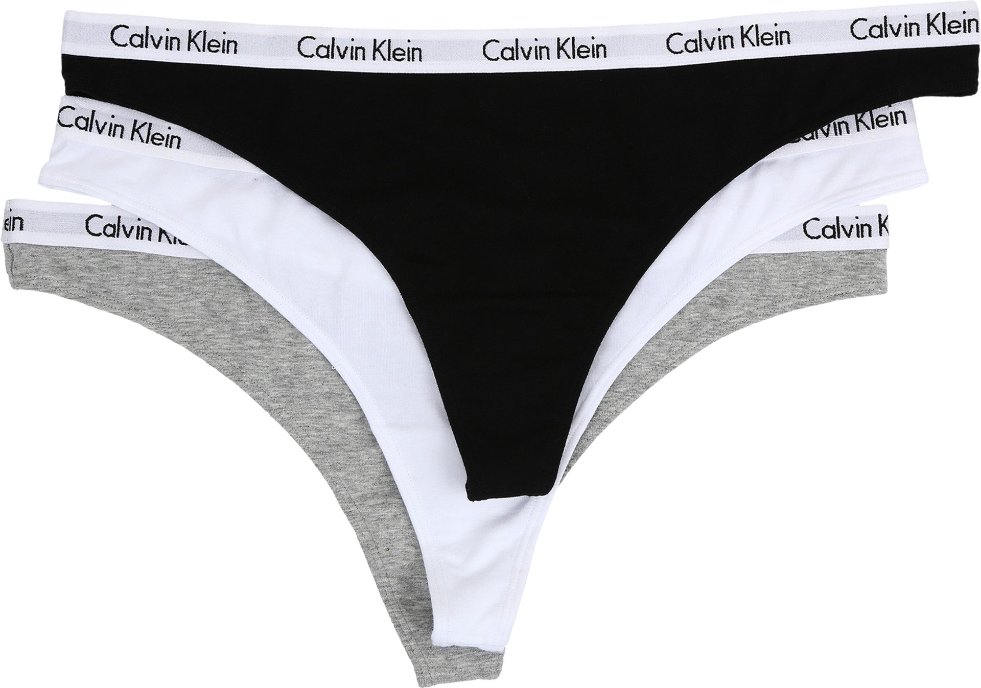 Calvin Klein Women's Carousel Logo Cotton Stretch Thong Panties, 3 Pack: Small Black/White/Grey Heather