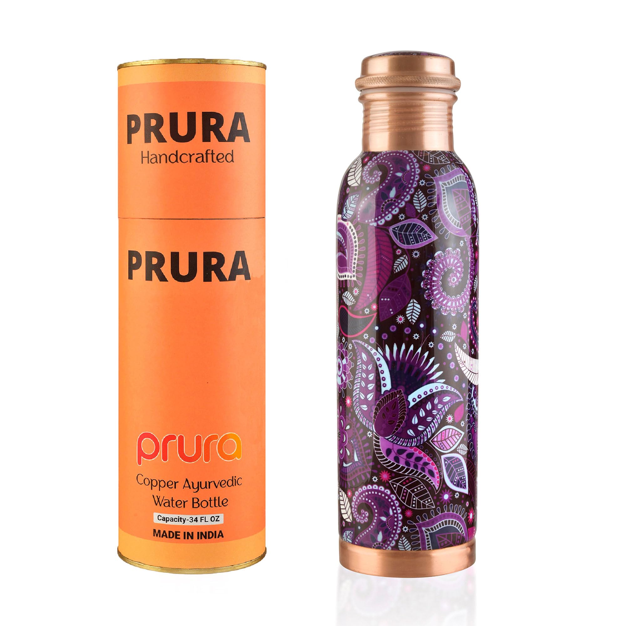PRURA Copper Water Bottle - Leak Proof Ayurvedic Drinkware Copper Vessel for Sports, Gym, Outdoors, Yoga — image 1