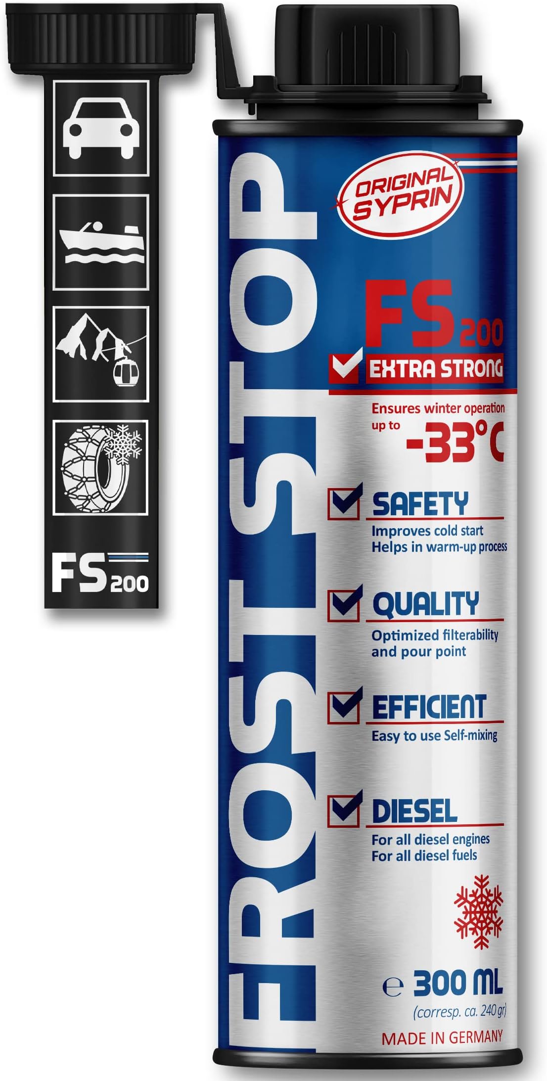 SYPRIN Diesel Fuel Additive for Winter – Frost Stop Additives for Diesel Fuel - Flow Improver I Anti-Frost and Protection for Winter Operation 300ml