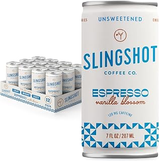 Chilled Espresso - Vanilla Blossom Ready-to-Drink Coffee, 7oz Cans (12 Pack) | Organic Italian Espresso Blend with Smooth Vanilla, with Notes of Caramel, Baking Spice & Dark Fruit