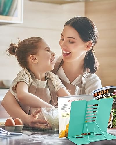 Miniatura 5 de MSDADA Soporte de metal para libros de lectura, soporte ajustable para libros de cocina, soporte portátil y resistente para recetas, libros de