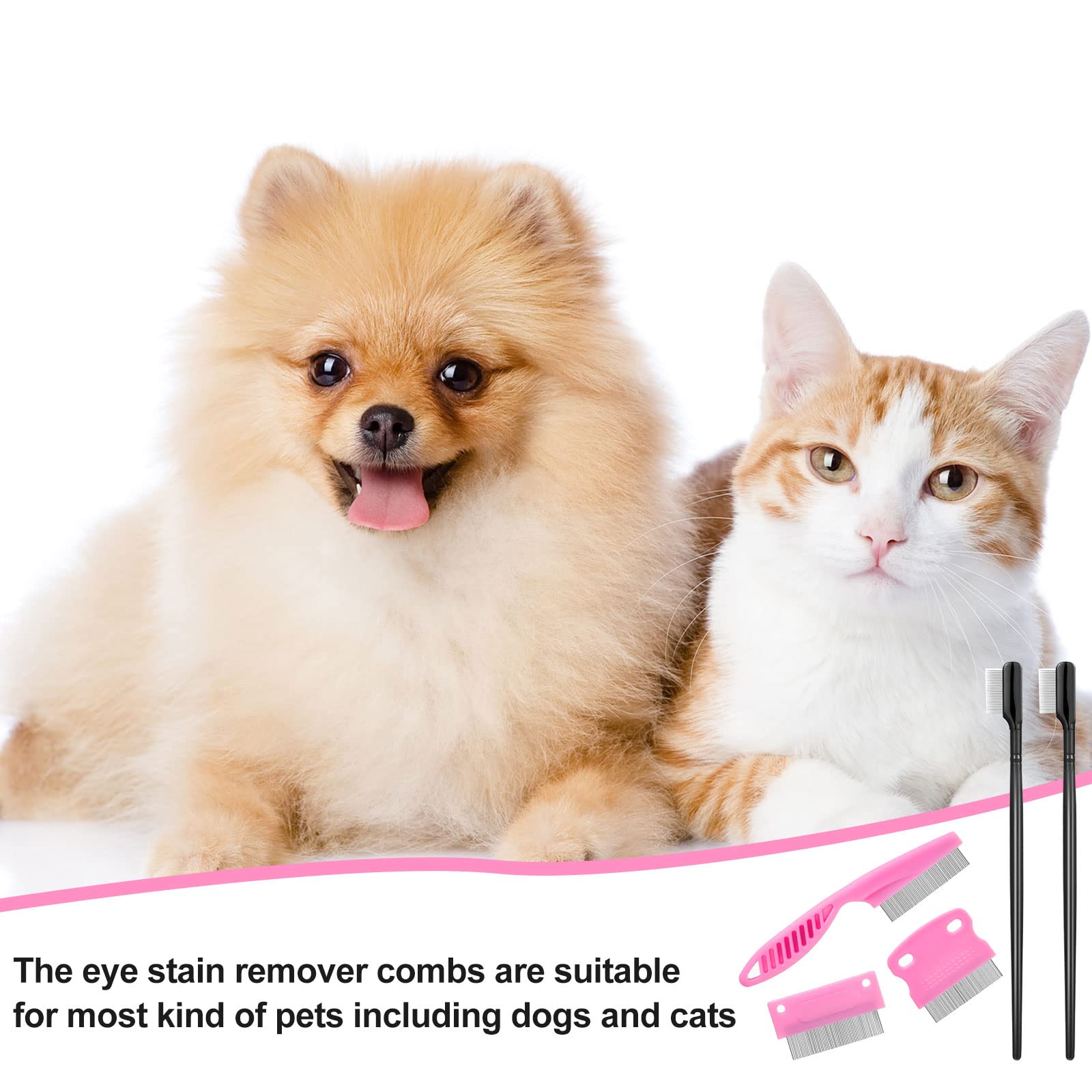 5 Pieces Dog Eye Combs Tear Stain Remover Combs Pet Grooming Comb for Small Dogs Gently Removing Eye Mucus and Crust (Pink, Black) - image 7