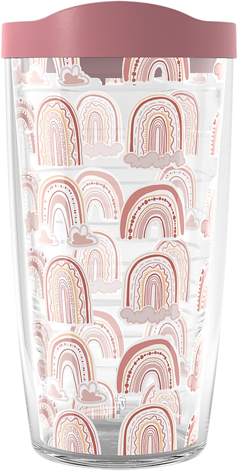 Tervis Boho Rainbows Made in USA Double Walled Insulated Tumbler Cup Keeps Drinks Cold & Hot, 16oz, Classic