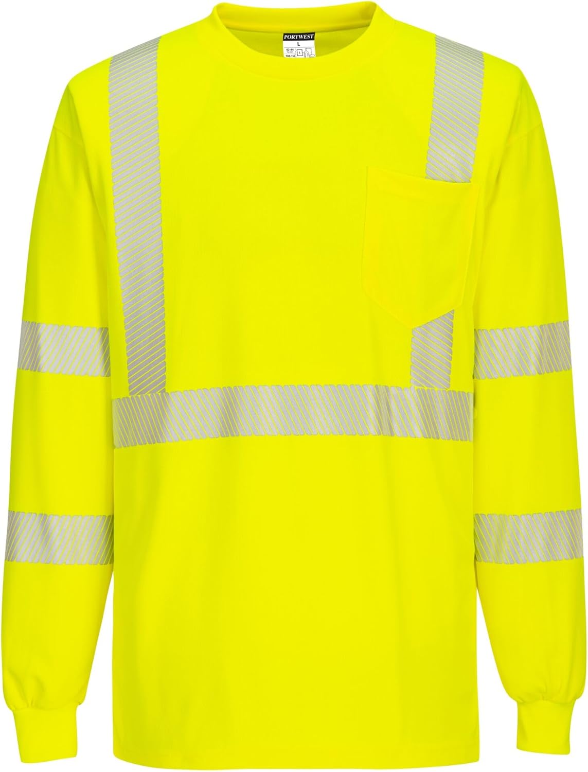 Portwest S195 Hi Vis Segmented Tape Long Sleeve T Shirt with Breathable Pin Mesh Fabric, Yellow, S