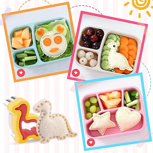 Miniatura 7 de FASAKA Juego de 25 cortadores de sándwich, máquina para hacer panqueques grandes con forma de corazón, cuadrado, círculo, dinosaurio, divertido y