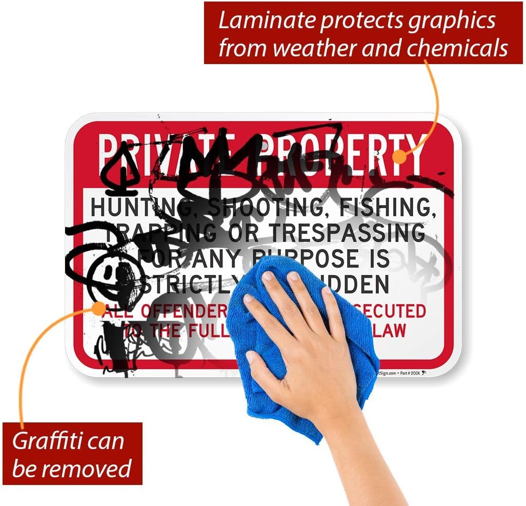 "Private Property - Hunting, Fishing, Trespassing Forbidden" Sign By SmartSign | 12" x 18" 3M Engineer Grade Reflective Aluminum
