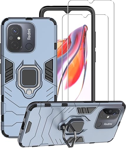 Miniatura 7 de ZMONE - Funda protectora para Xiaomi Redmi 12C con protector de pantalla de vidrio (paquete de 2) resistente de doble capa de grado militar a prueba