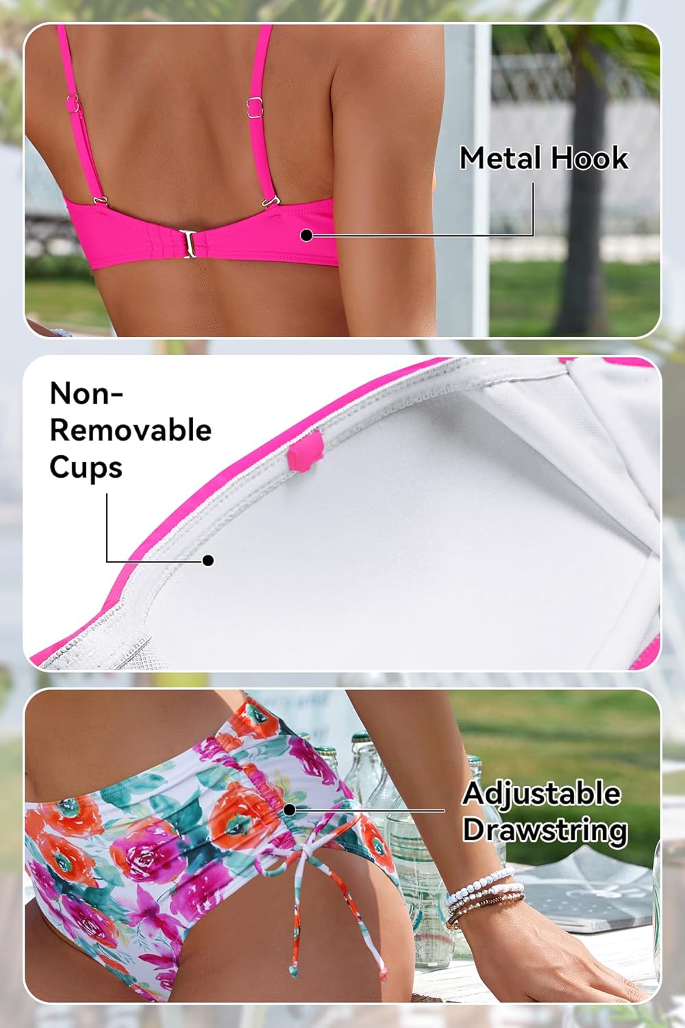 SHEKINI Women's Bikini Sets Two Piece Twist Front Strapless Bandeau Bikini Swimsuit Printed Bathing Suit with Side Tie - Image 5