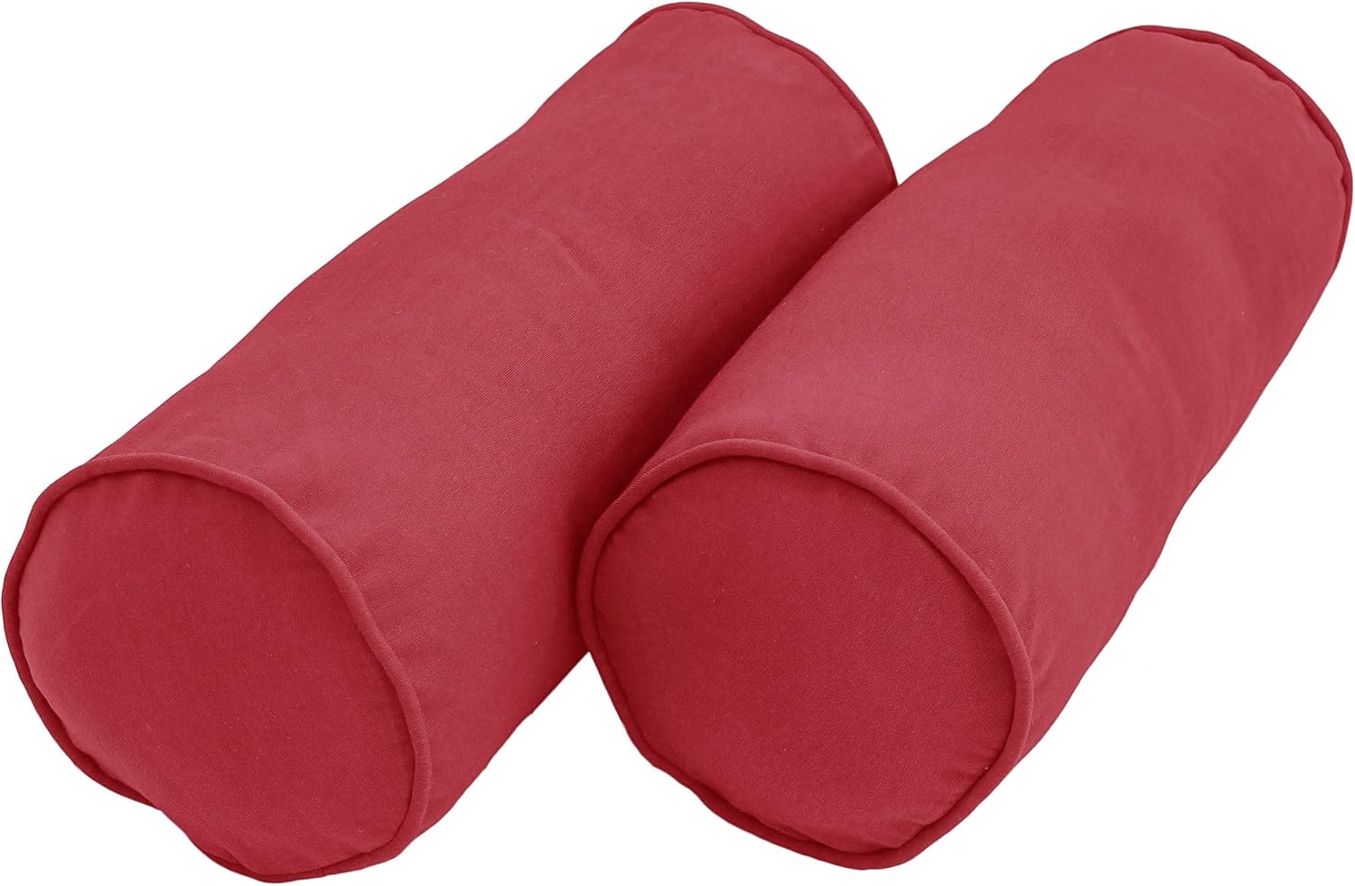 Blazing Needles Double-Corded Solid Twill Bolster Pillows with Inserts (Set of 2), 20" x 8", Ruby Red