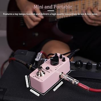 AITONE Modulation Pedal (AT-03) and Patch Cables 6 Pack 1/4 inch TS Right Angle Guitar Patch Colored Cable (A-C05)