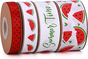 Amazon.com: Meseey Watermelon Satin Craft Ribbon 40 Yards Red Green ...