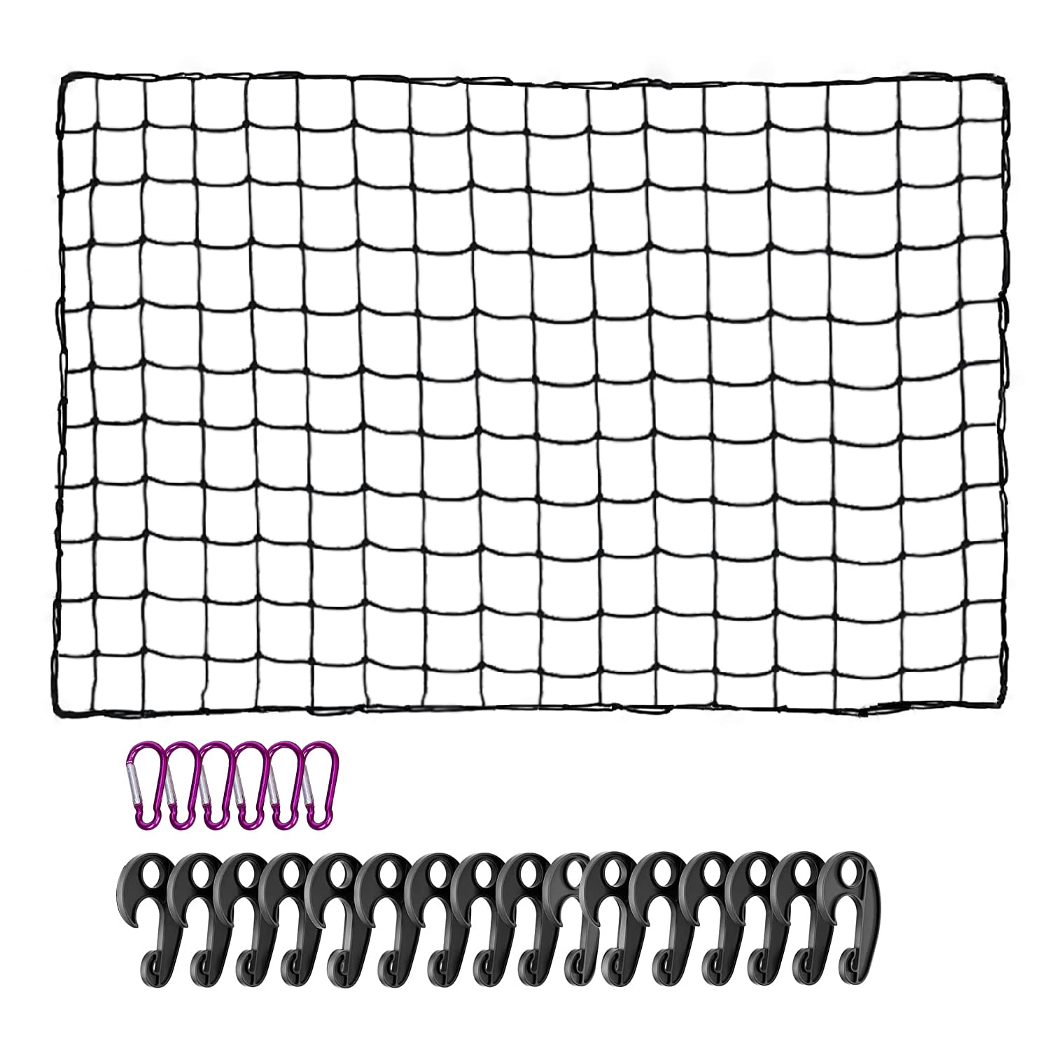 Filet De Chargement élastique QWORK 120x120 à 210x210 Cm - Avec Crochets, Pour Voiture, Rangement Léger - 2