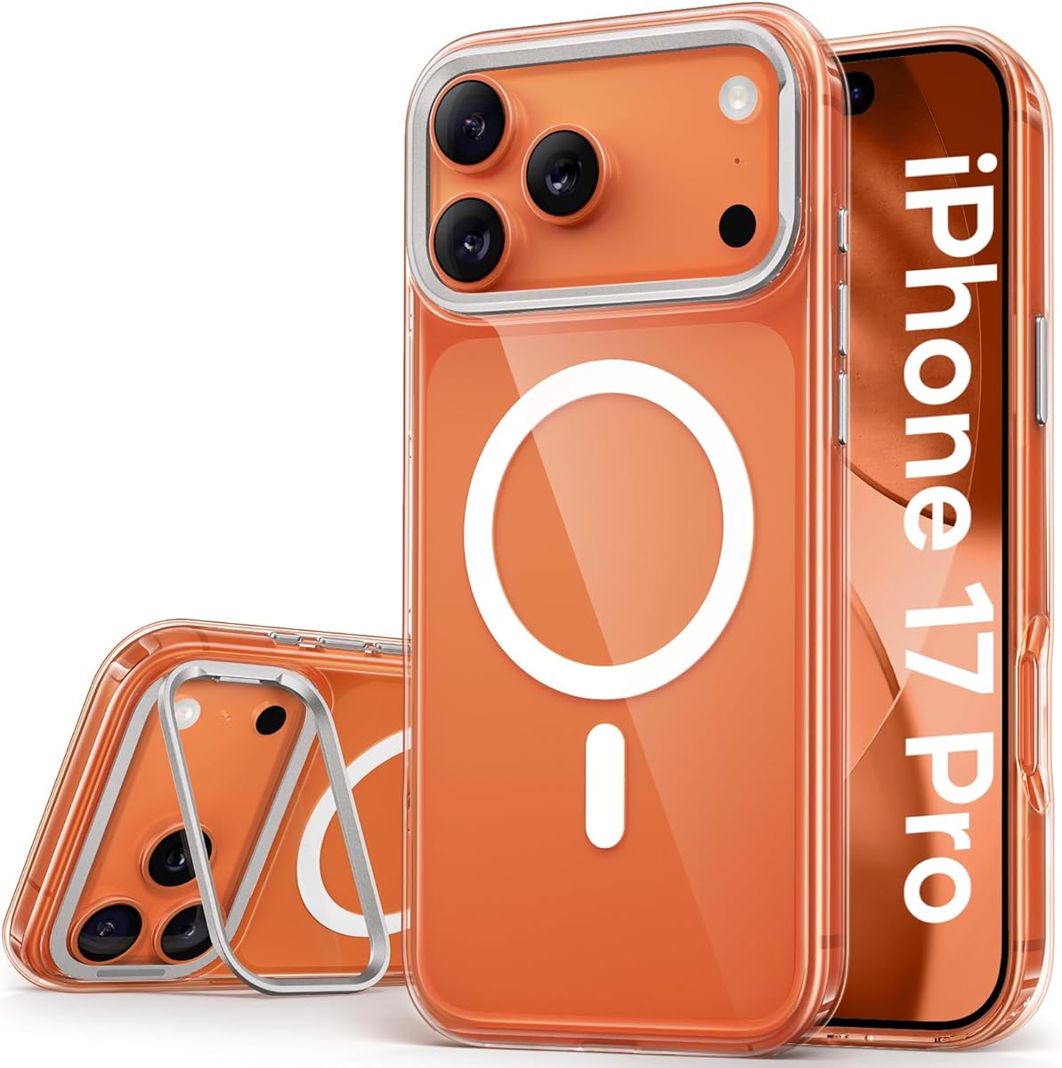 Vihibii for iPhone 17 Pro Case with Stand, Non-Yellowing Transparent Slim Design, [Compatible with Magsafe], Shockproof Back Cover & Raised Edges Protective Phone Case for 17 Pro, 6.3" 2025, Clear