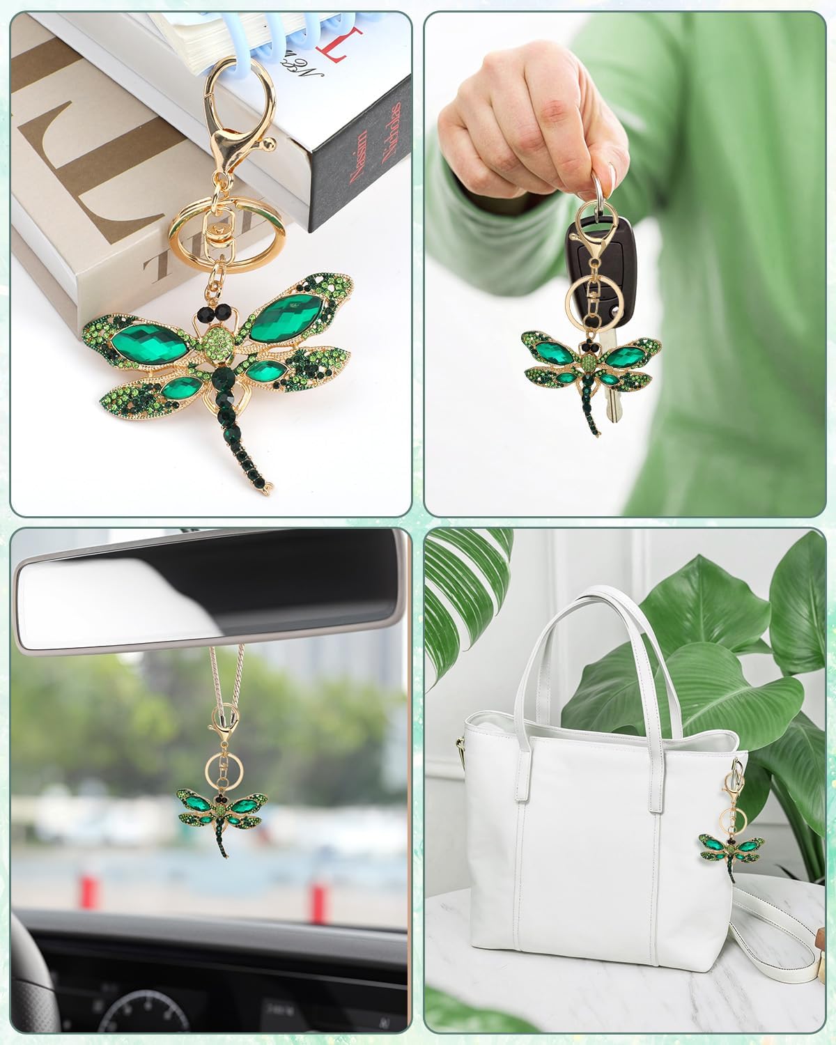 Sparkling Dragonfly Keychain Crystal Rhinestone Charm Cute Keychain for Women for Purse Wallets Backpacks Handbags - Image 5