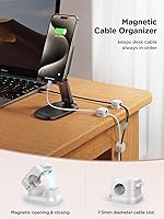 Vista 2 de JOYROOM - Paquete de 9 clips magnéticos para cables [cable ajustable suave] Soporte para cables, gestión de cables debajo del escritorio, soporte