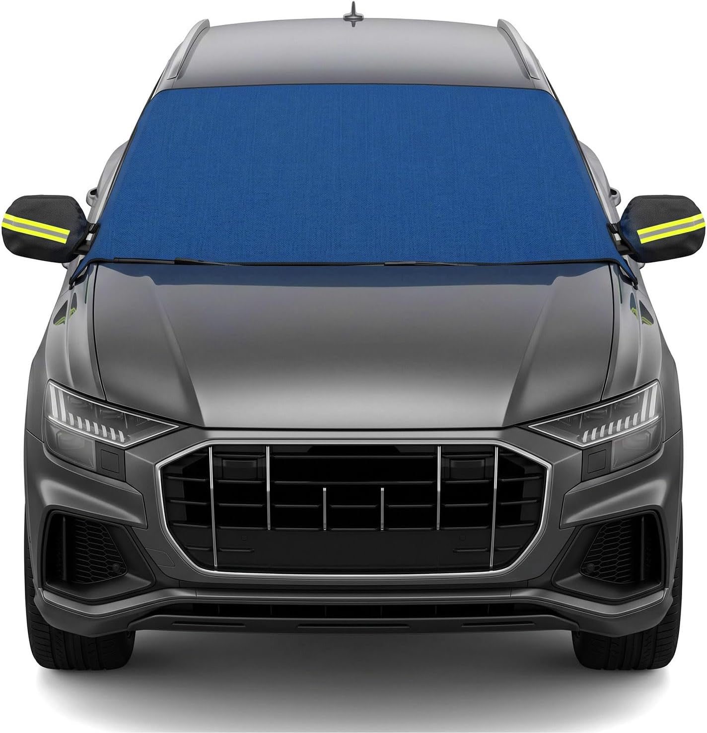 Windshield Cover for Pickup Trucks SUVs Sedans, Heavy Duty Waterproof All-Season Snow Ice Sun Protector, Universal Car Windshield Guard with Anti-Theft Side Flaps, Heat Shield, Blue