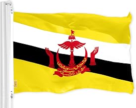 G128 Brunei Bruneian Flag | 3x5 Ft | LiteWeave Pro Series Printed 150D Polyester | Country Flag, Indoor/Outdoor, Vibrant Colors, Brass Grommets