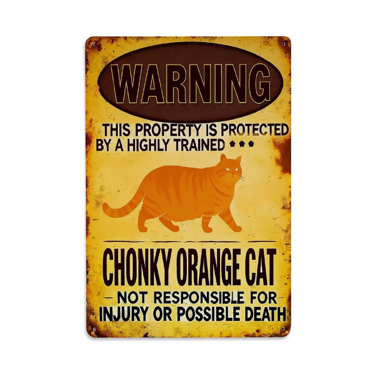 Jdfenggu Vintage Warning Sign With Cat Print Retro Metal Tin Sign, Decor Art Poster For Bar, Home, Man Cave, Kitchen, Laundry Room Gift 8X12inch