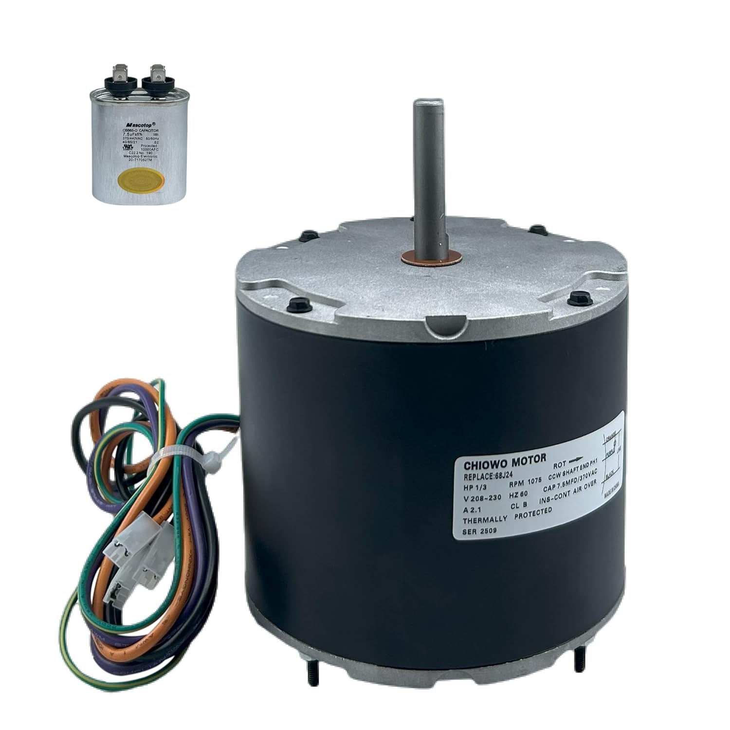 68J24 Condenser Fan Motor 1/3 HP 208-230V 2.1A 1075 RPM Replaces for Lennox 68J2401 97M62, 69W96, 100483-29, 100483-01, K55HXGCE-8094