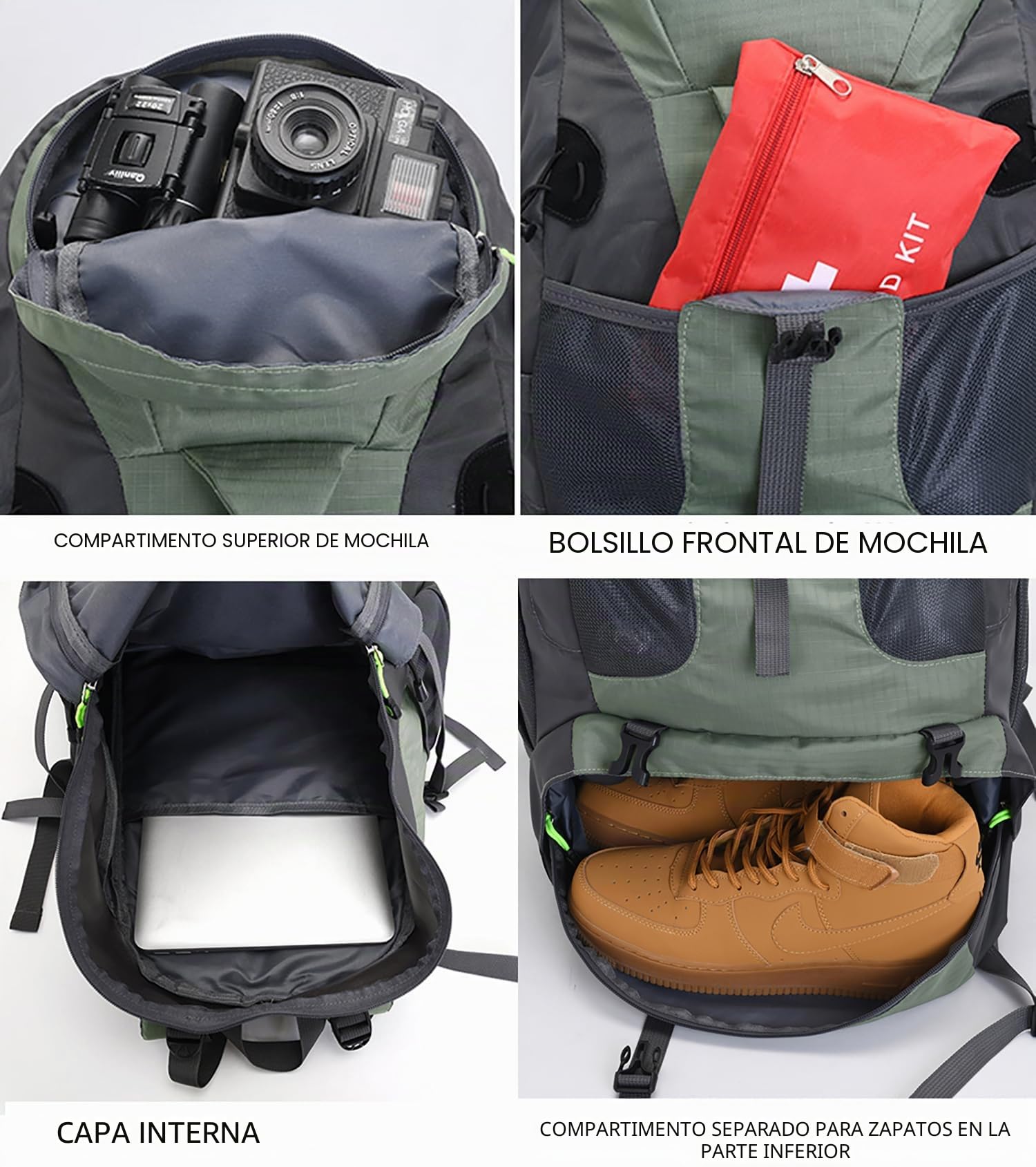 Bseash 50L Mochila de senderismo ligera y resistente al agua, mochila de deporte al aire libre, bolsa de viaje para escalar, acampar, viajar