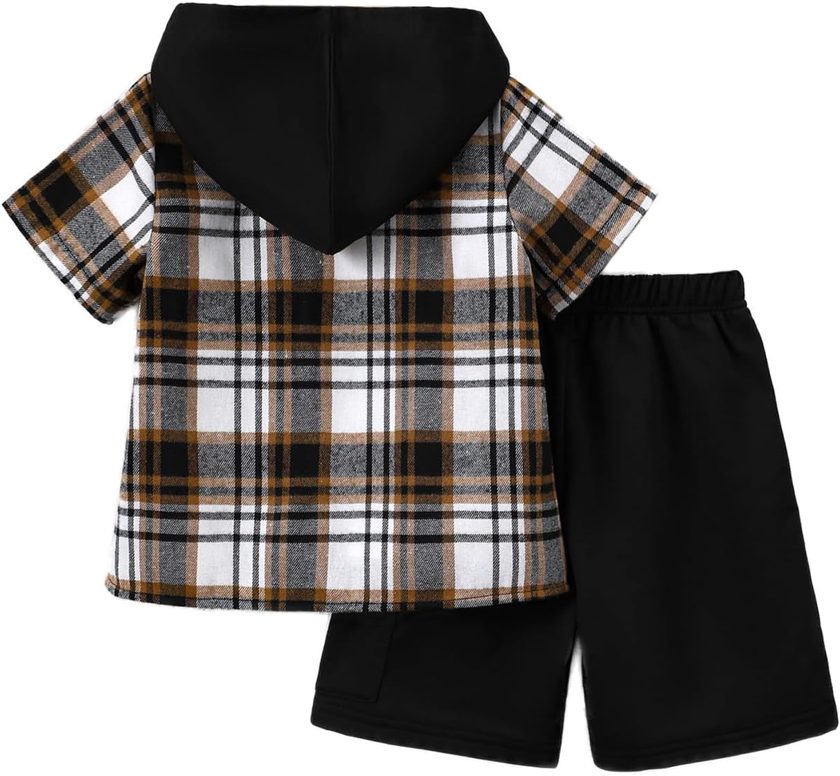 Boys 2 Pieces Clothing Shorts Set Short Sleeve Plaid Button Down Shirt and Cargo Shorts Set 4-12Y - Image 2