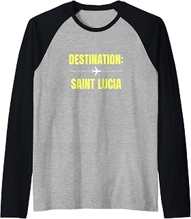 World Travel Vacation Holiday Saint Lucia Raglan Baseball Tee