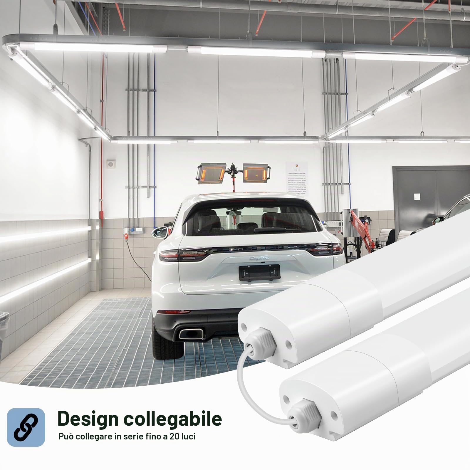 Plafoniera LED Lineare da Soffitto 120 CM - 36W - con Chip LED ad Alte Prestazioni - Lampada Rettangolare 4400 Lumen IP65 per Parete, Garage, Negozio - Tubo - Luce 4000K Bianca Naturale