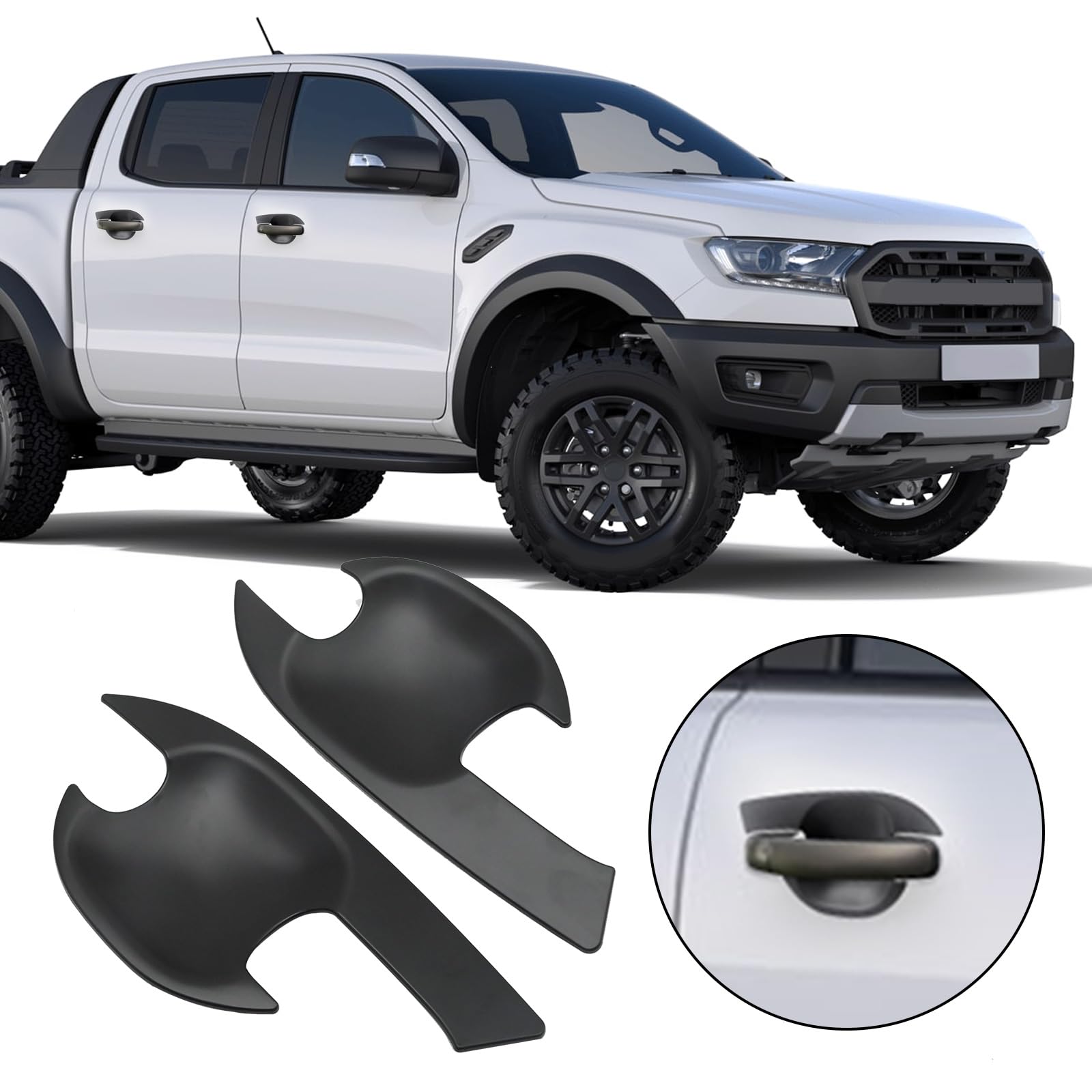 Zestaw 4 pokrowców na klamki do drzwi, wodoodporne osłony do Ford Ranger 2012-2022 Everest 2015-2022 Ranger Raptor 2015-2022