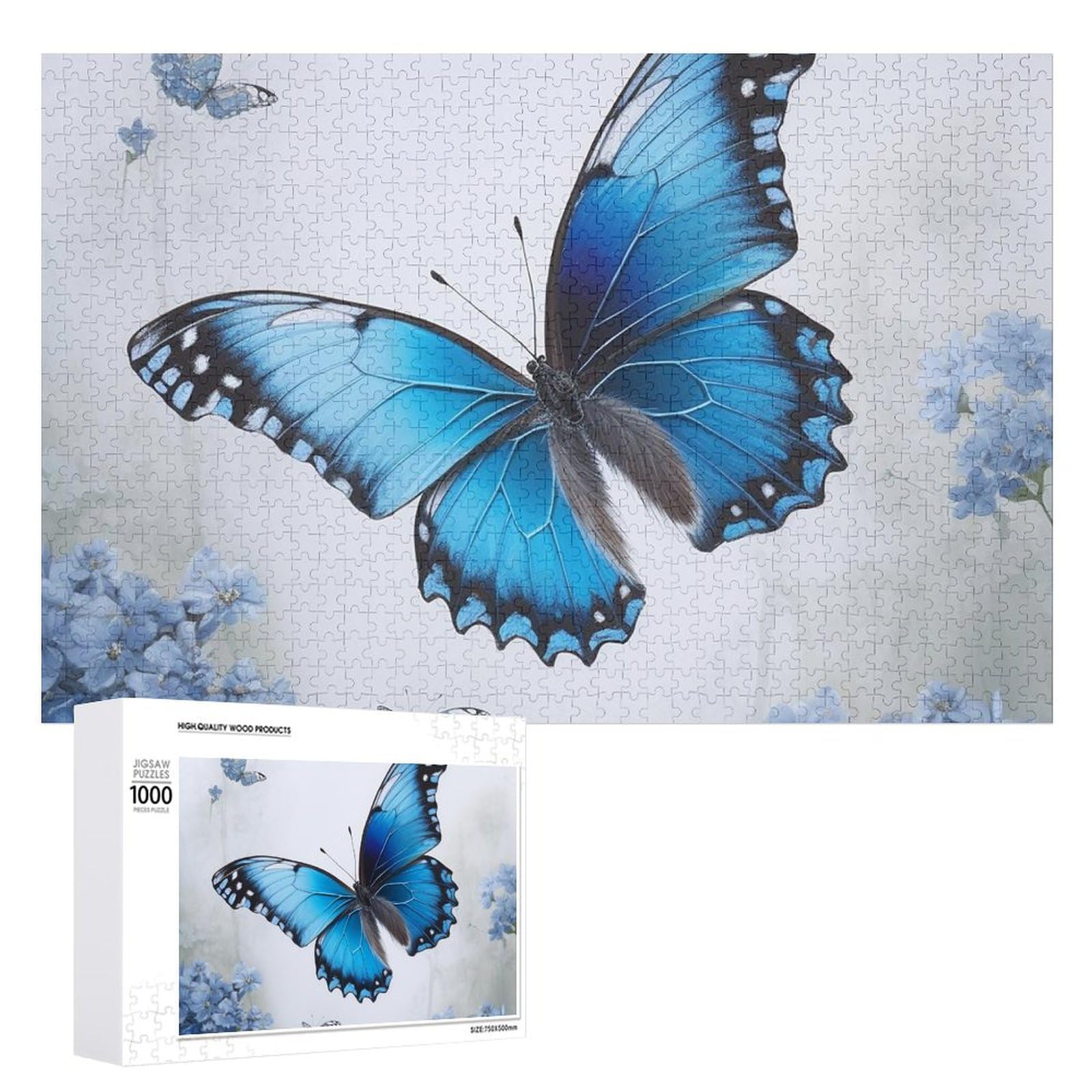 Amazon.com: Puzzle 500 Pieces Personalized Blue Butterfly Puzzle