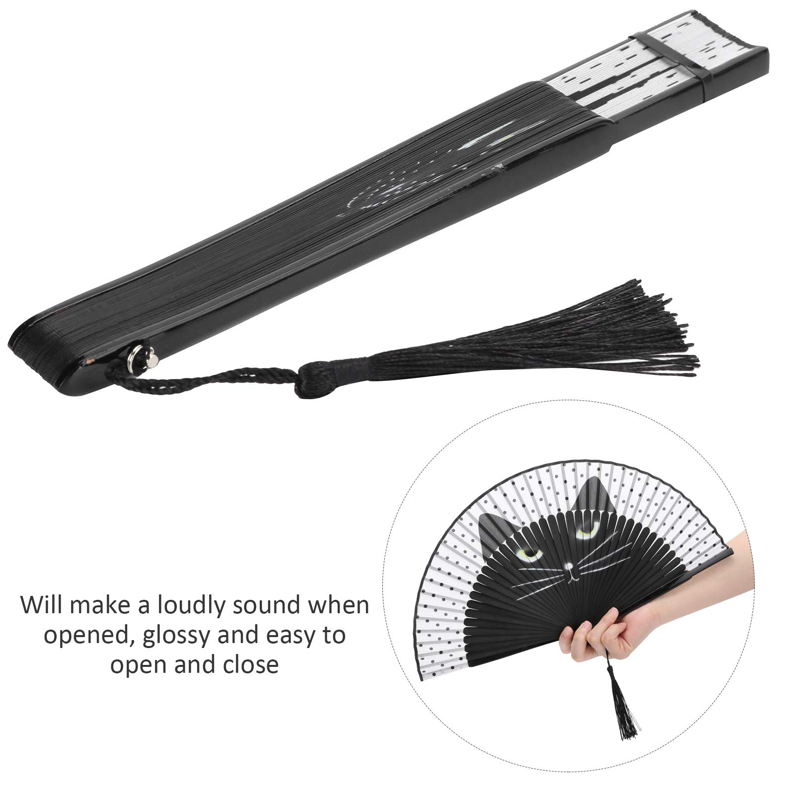 Qcwwy Folding Hand Rave Fan for Women Men Folding Hand Fan Cartoon Cat Hand Fans Handheld Fan Inkjet Pattern Folding Fans for Festival Decoration Gifts - Image 2