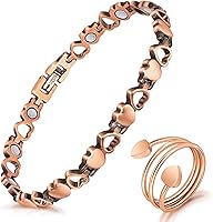 Mahnco Magnetic Copper Bracelets for Women - Lymph Detox with 3500 Gauss Magnets & Adjustable Drainage Ring