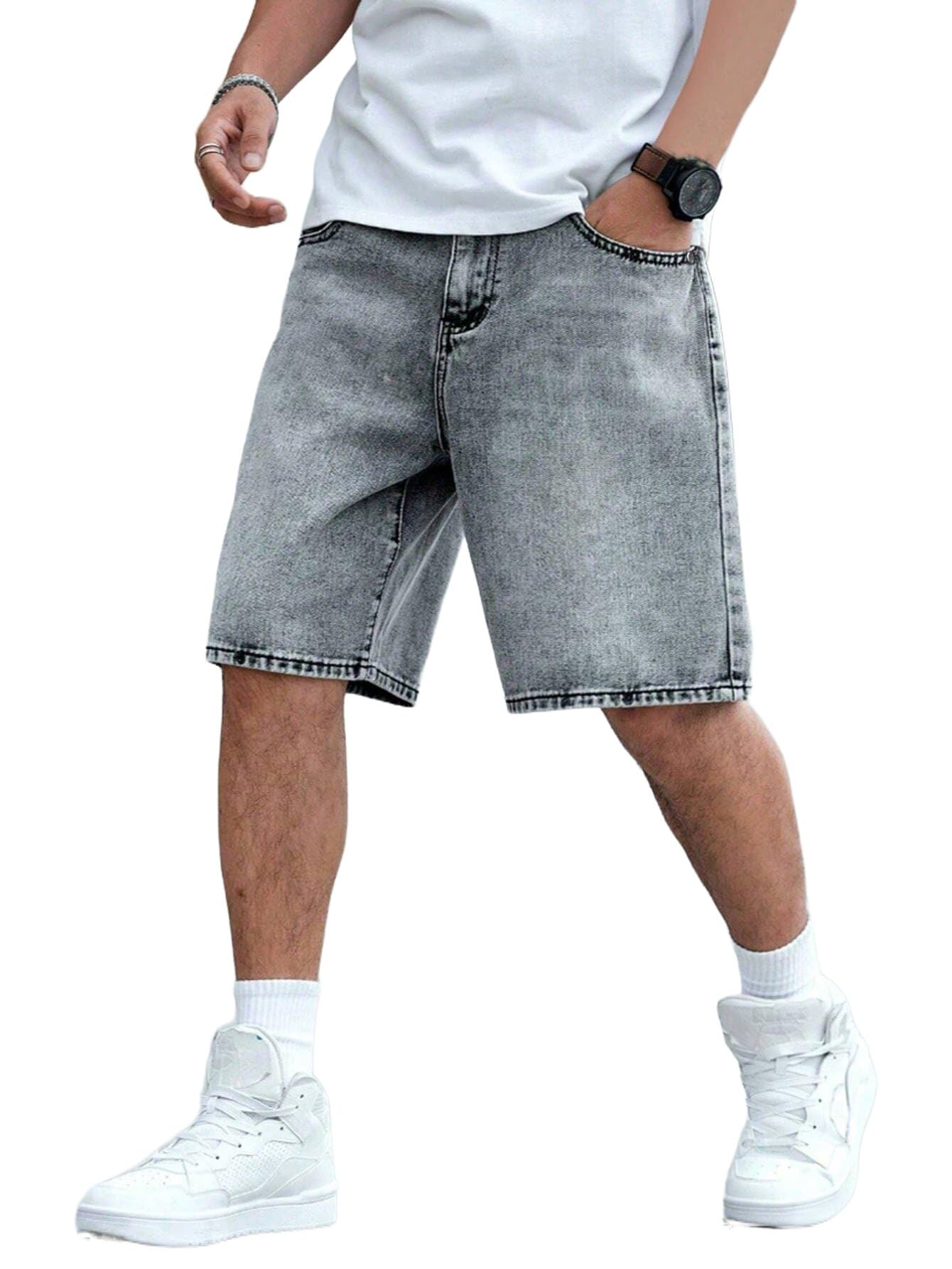 lymio Shorts for Men | Denim Shorts for Men | Regular Fit Casual Jean Half Pants Knee Length Trousers (LMHP-56-57)-picture-15