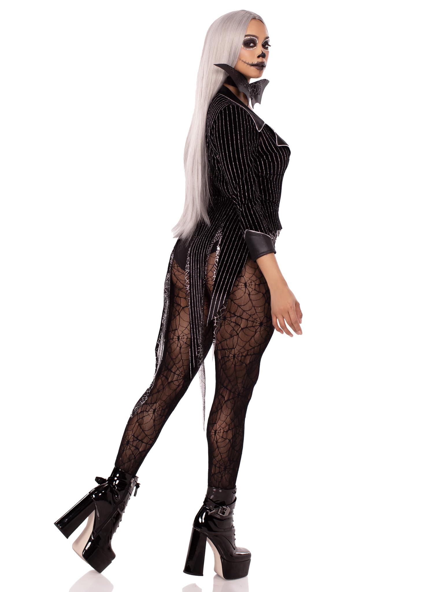 Leg Avenue Kostium Halloween Baddie Aksamitne Body w Paski – Rozmiar S – Czarny