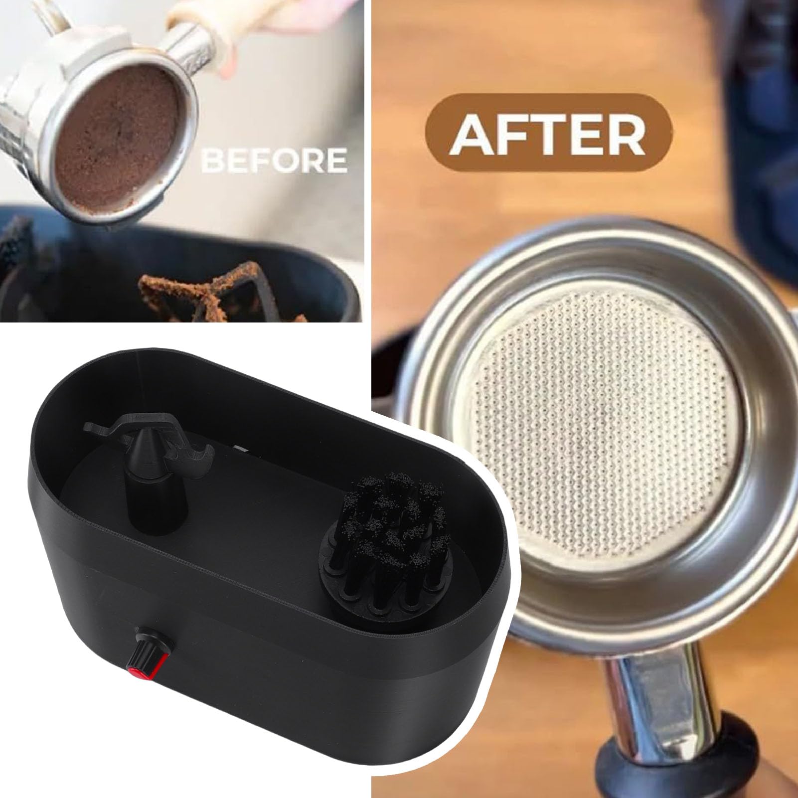 Haofy Limpiador de Portafiltro de café, Cepillo de Limpieza y Raspador con Mango para Alimentado por USB para Máquinas de café Expreso, 7,5x4,3x4,3 Pulgadas