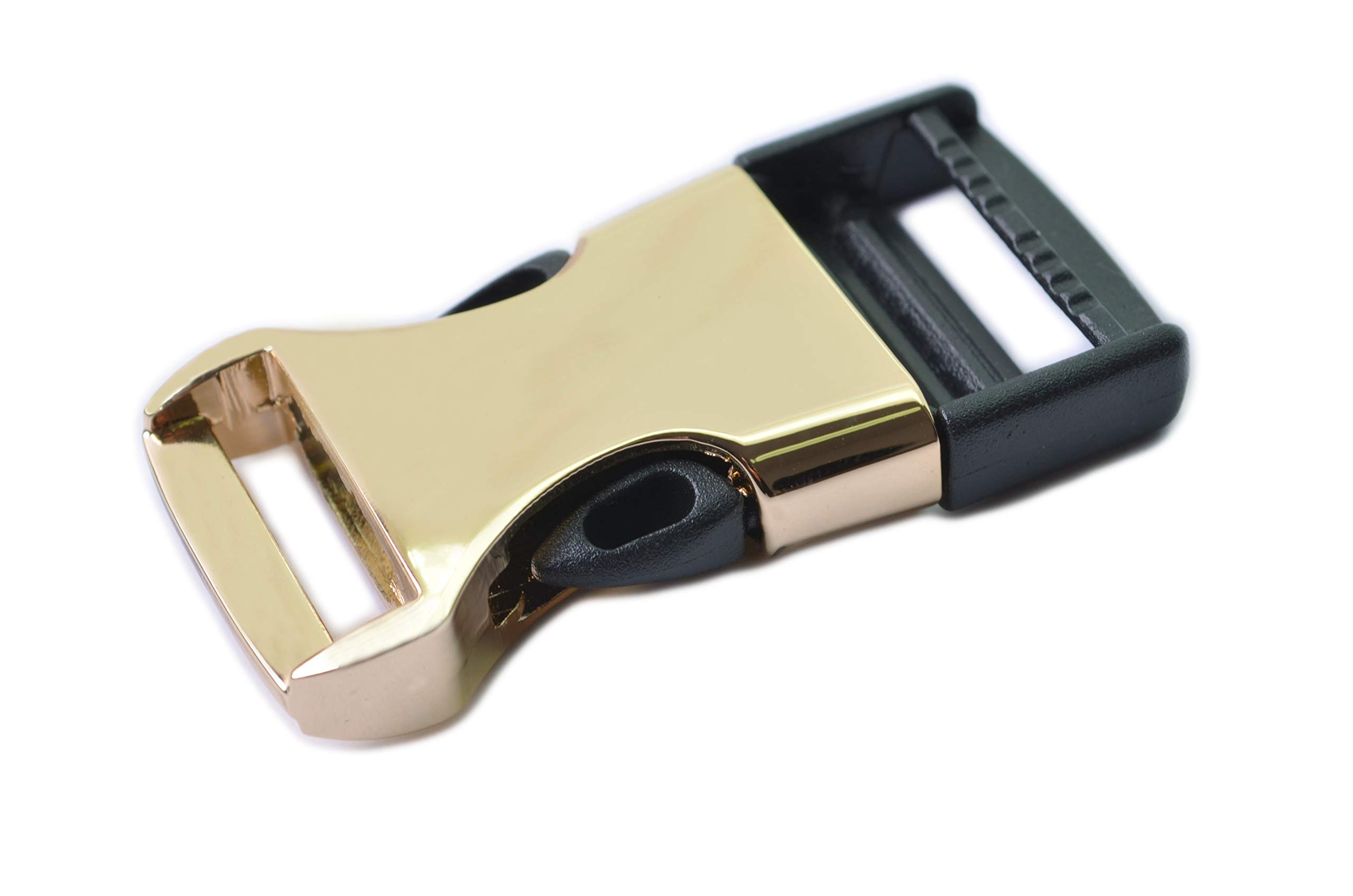 Bobeey 2pcs 1'' Quick Release Buckles for Webbing Nylon Strap,Metal with Plastic Buckle for Backpacks No Sewing Clips Snaps Buckle for Belt Clasps and Closures BBC44（Light Gold，1''）