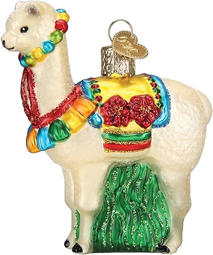 Old World Christmas Adorno festivo de cristal de alpaca soplado para árbol de Navidad