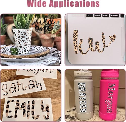 Miniatura 40 de Tintnut Vinilo permanente – 10 hojas de 12 x 10 pulgadas, hojas de vinilo adhesivo permanente de leopardo arcoíris, vinilo adhesivo permanente