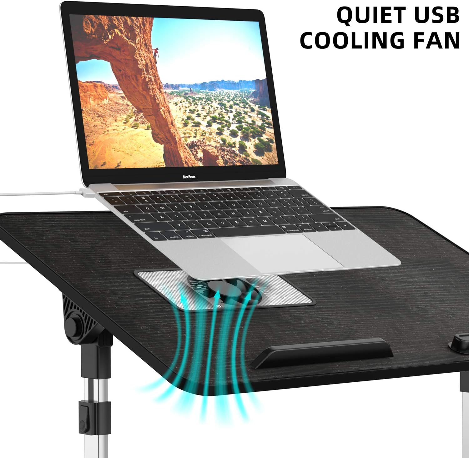Lowest Price Laptop Table Stand Desk, AHUTORU Adjustable PVC Leather Laptop Bed Table, Portable Standing Desk, Foldable Lap Tablet Desk for Sofa Couch Floor