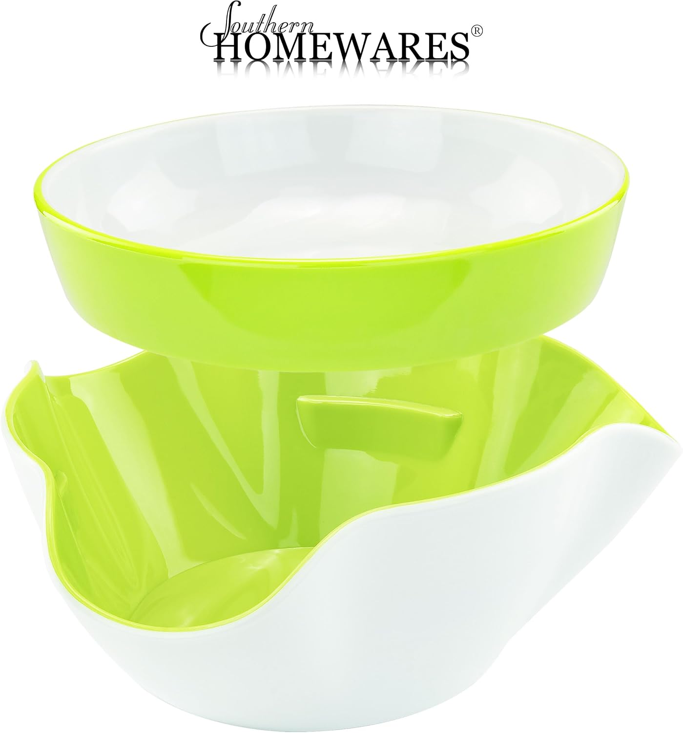 Southern Homewares Double Pedestal Serving Pistachio Bowl with Shell Storage – Green Interior, Ideal for Peanuts, Pistachios, Fruits, Candy, and Snacks