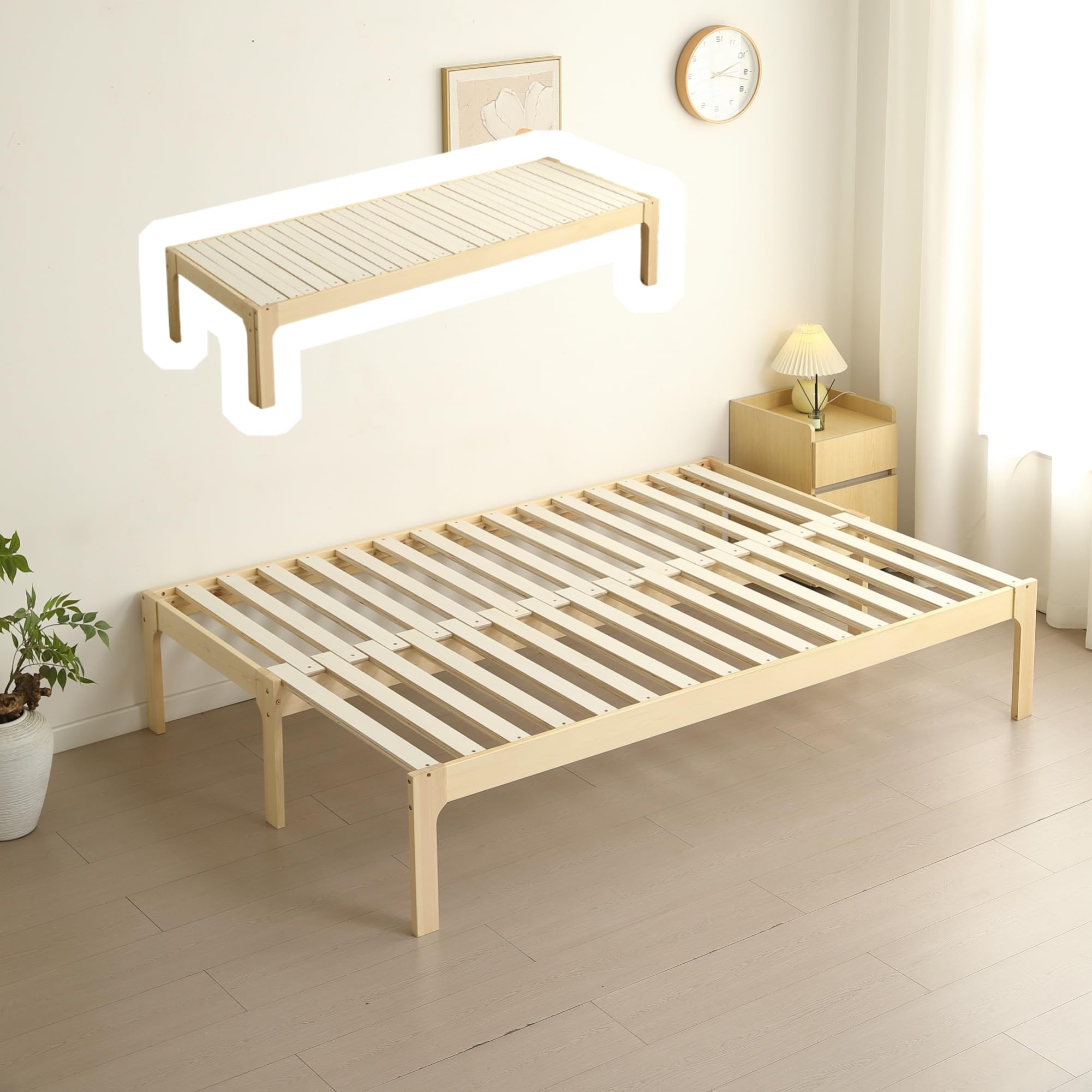 Amazon｜Harper & Bright Designs 木製ソファベッド 伸長式 天然木