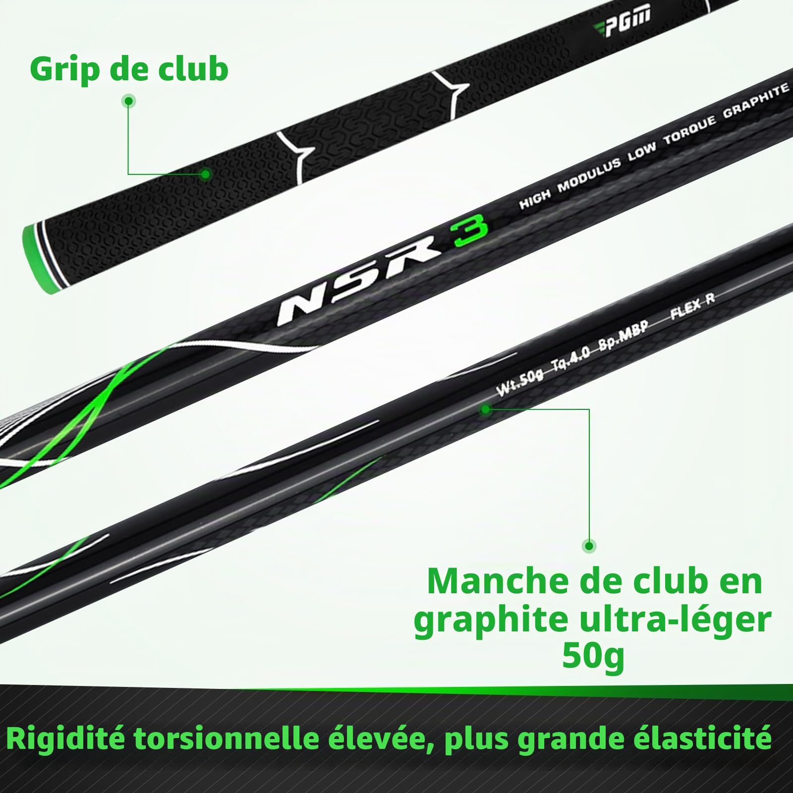 PGM Club de Golf NSR III Golf Iron Thru Gap Wedge avec tiges en Graphite pour golfeurs droitiers – S/R Flex