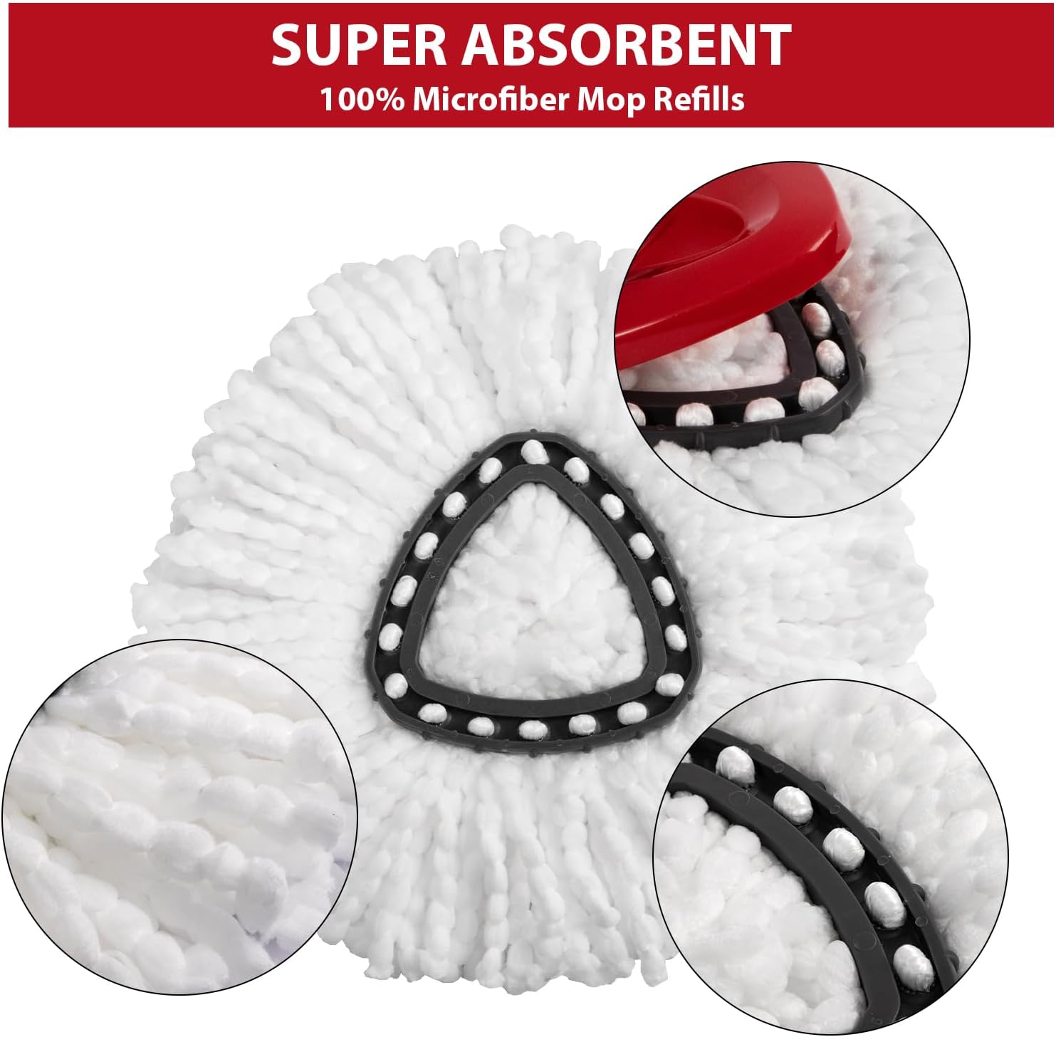 8-Pack Mop Replacement Heads for Ocedar Mop Replace Head EasyWrin Spin Mop Heads Replacements, Easy Cleaning Mop Head Replacement