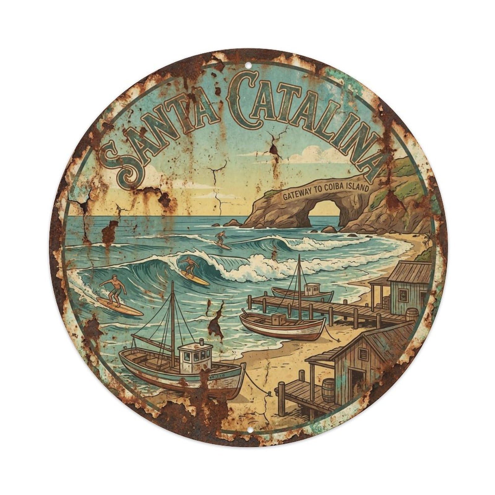 Panama Travel Vintage Santa Catalina Vintage Metal Tin Sign Plaque Wall Decor for Cafe, Club Bar, Office, Garden Metal Poster 8x8Inch