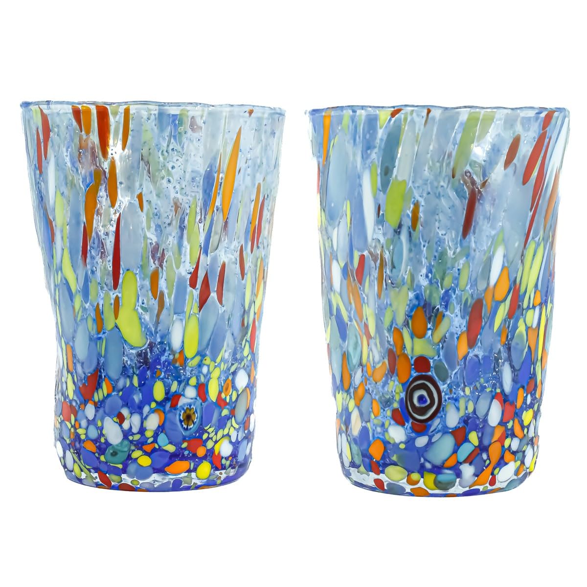 Verres de Murano bleu Millefiori le coffret cadeau idéal de mariage