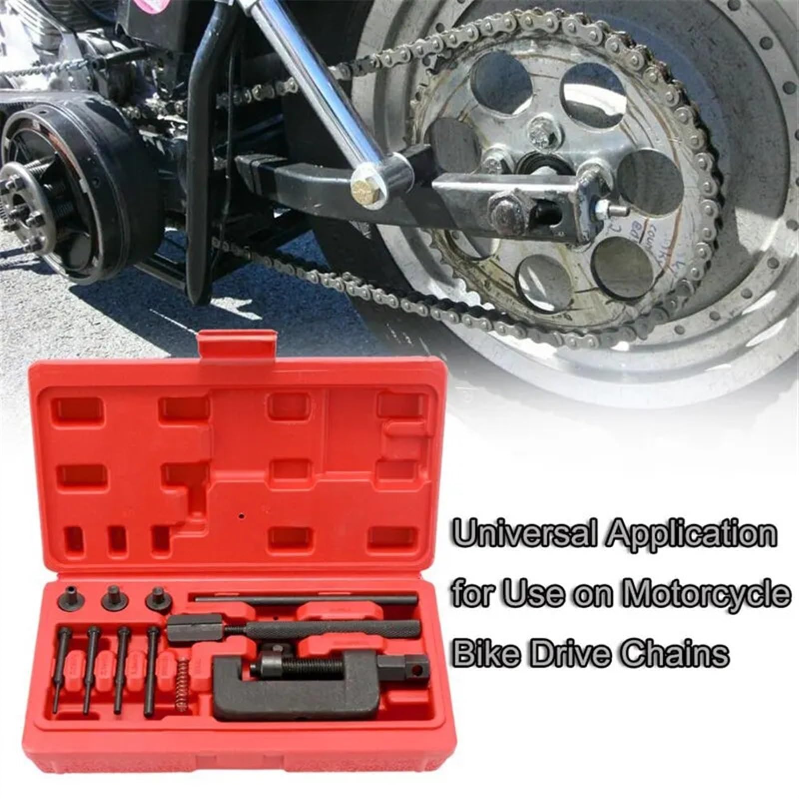 cadena motosierra Juego de herramientas de reparación de cadena, 13 Uds., disyuntor divisor de cadena for motocicleta, herramienta de remachado for montaña, enlace de alta resistencia, anillo redondo