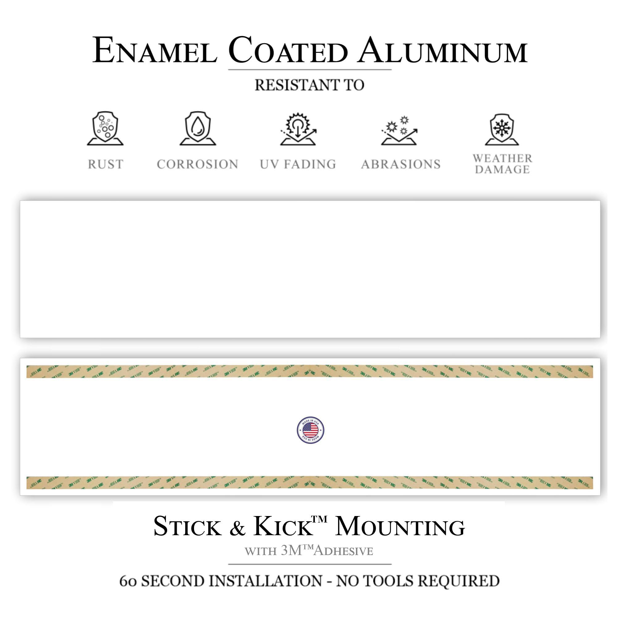 Deck The Door Trittplatte, eleganter Akzent und langlebiger Schutz, eloxiertes Aluminium, inklusive selbstklebender Oberfläche, 20,3 x 86,4 cm, Weiß