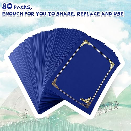 Miniatura 10 de Fainne 80 soportes para certificados para diplomas, portadocumentos para certificados, carpetas de certificados con borde de lámina dorada para