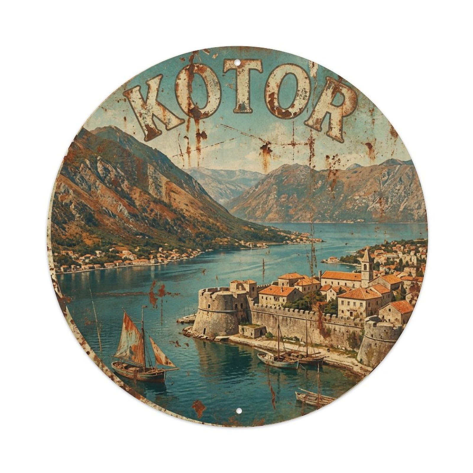 Galvaxio Style Vintage Travel Montenegro Kotor Metal Tin Sign
