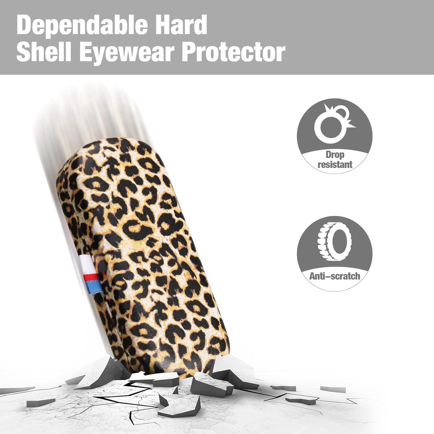 MoKo Eyeglass Case Hard Shell for Men Women, Unisex Portable Travel Sunglasses Cases PU Leather Glasses Storage Box Holder, Leopard : Everything Else